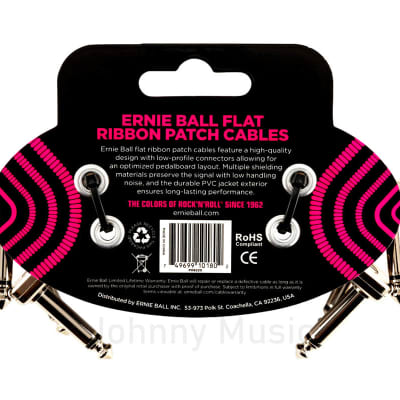 3" Flat Ribbon Patch Cable Multi-Shielded Low-Profile Low-Noise 3-Pack Black for advanced pedalboard image 2