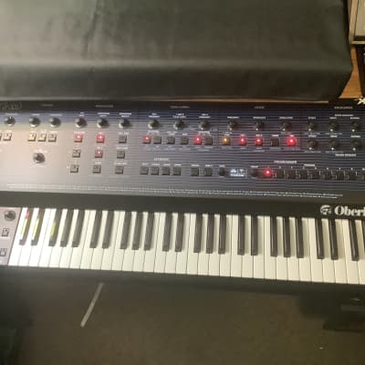 Oberheim OB-X8 61-Key 8-Voice Synthesizer Black with Wood Sides and Dust Cover as well as OB-X8 Overlay