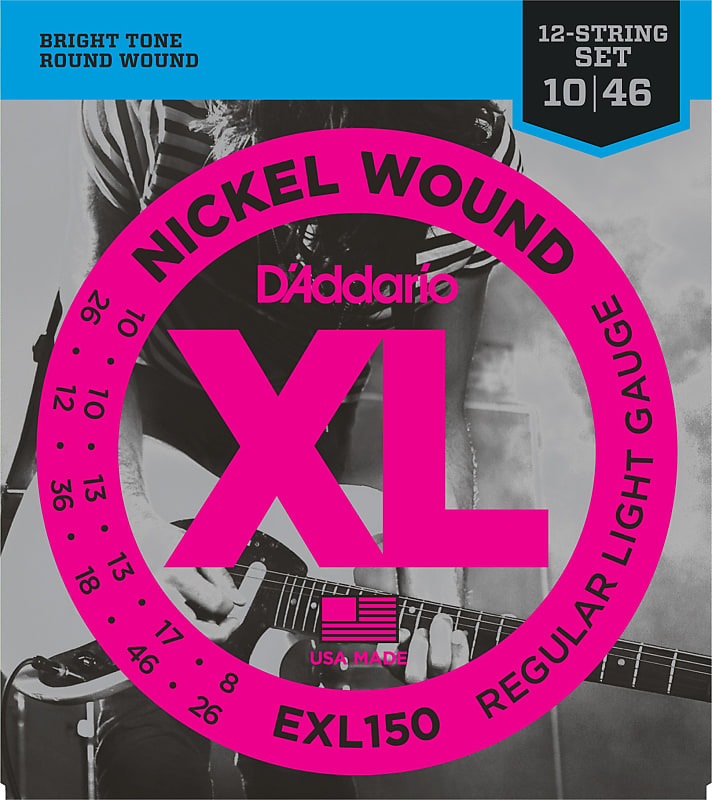 D'Addario EXL150 Nickel Wound Electric Guitar Strings, 12-String, Regular Light, 10-46 image 1