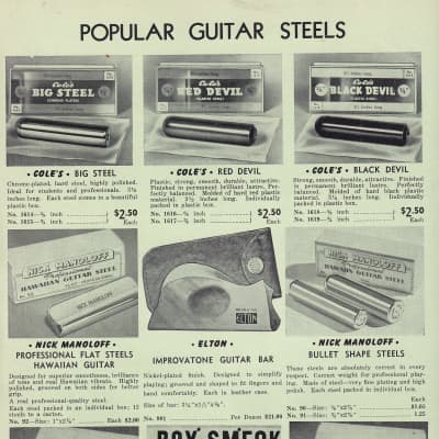 1950'S ELTON ROY SMECK KLEARTONE GUITAR STEEL SLIDE VINTAGE FULL PAGE CATALOG ADVERT for sale