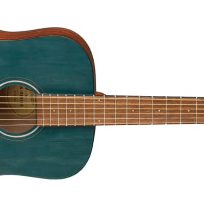 Fender FA-15 3/4 Scale Steel String Acoustic Guitar, Walnut FB, Blue w/ Gig Bag image 2