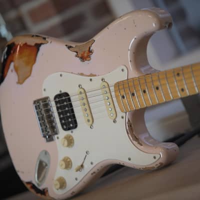 Del-Tone 50s S-Style - Shell Pink over Sunburst - Extreme Aging image 4