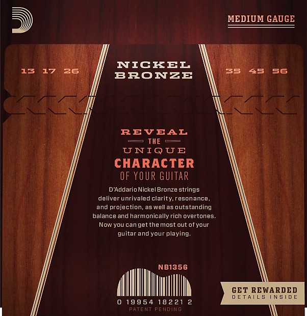 D'Addario NB1356 Nickel Bronze Acoustic Guitar Strings, Medium Gauge image 3