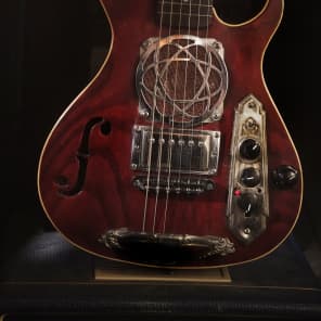 Postal Handmade Traveler Guitar Built-In  Amp  Antique Red full sized 24 scale neck Video image 4