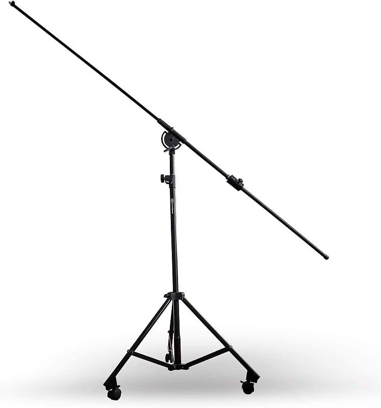 Professional Heavy Duty Studio Overhead Boom Stand with Wheels by  AxcessAbles| Telescoping Arm | Folding Tripod Legs| Mic Boom Stand |  Shotgun Video