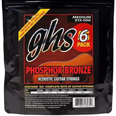 GHS S335 Phosphor Bronze Medium Acoustic Guitar Strings 6-Pack for sale