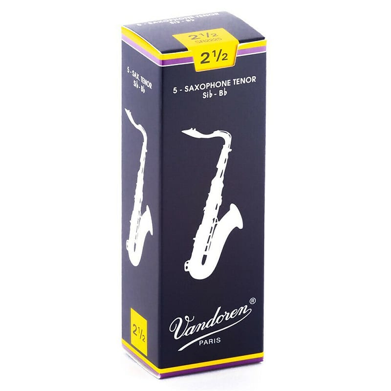 Vandoren SR2225 Tenor Sax 2.5 Strength Traditional Saxophone Reeds Box of 5 image 1
