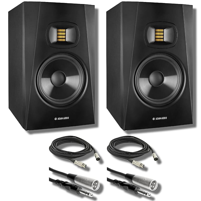 Adam Audio T5V Studio Monitor (Pair) with Professional Grade XLR Cables, Stereo Interconnect Cables and StreamEye Polishing Cloth image 1