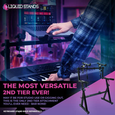 Liquid Stands 2 Tier Keyboard Stand Attachment - Adjustable Electric Digital Piano Stand for 54 - 88 Key Music Keyboards & Synths - Double Stand Extender for Square Tube Z Style Stands image 7
