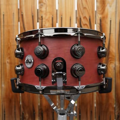 DW USA Collectors Series 7 x 14" Pure Cherry HVLT Shell 20-Lug Snare Drum w/ Black Nickel Hdw. (2023) image 2