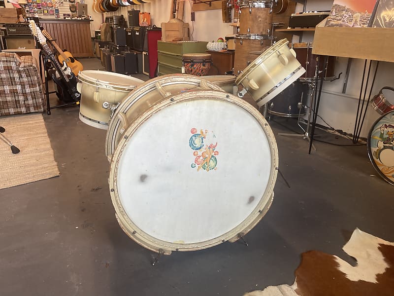 Leedy Fourpiece vintage drum kit with cymbals, stands and Reverb