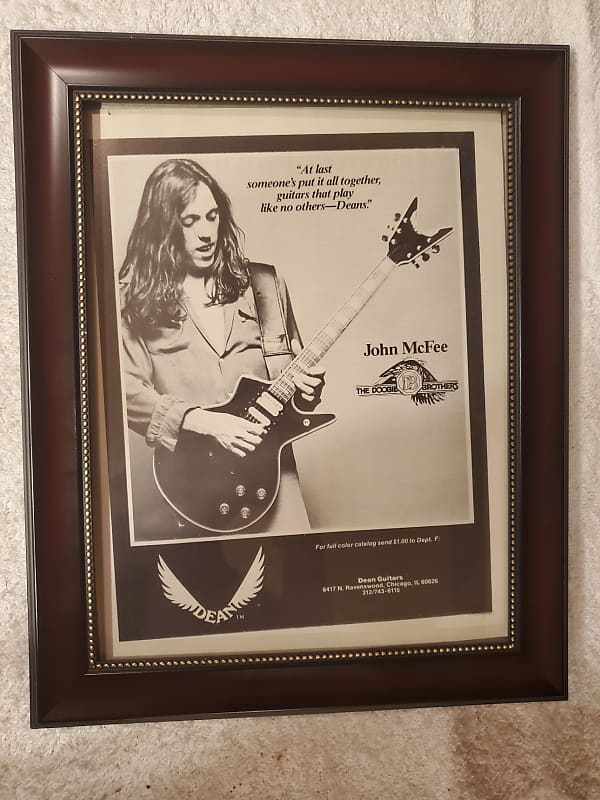 1980 Dean Guitars  Promotional Ad Framed John McFee The Doobie Brothers Original image 1