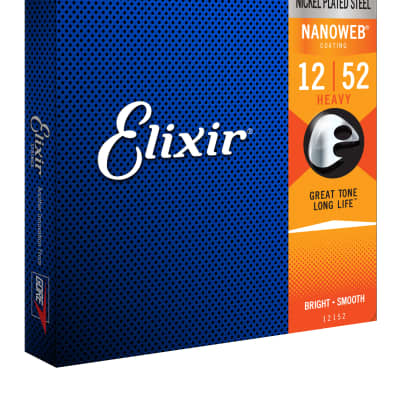 Elixir 12152 Nanoweb Electric Guitar Strings 12-52 Heavy 6-Pack w/Bonus Elixir Pick image 3