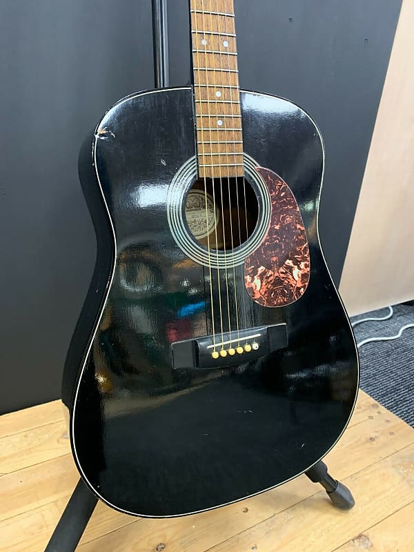 Hondo H124B Black Dreadnought Acoustic Guitar Reverb