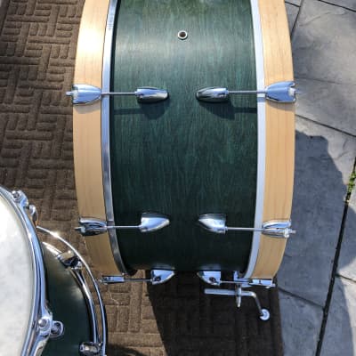 2019 Custom Travel Drum Set, Green hand-rubbed oil finish image 4