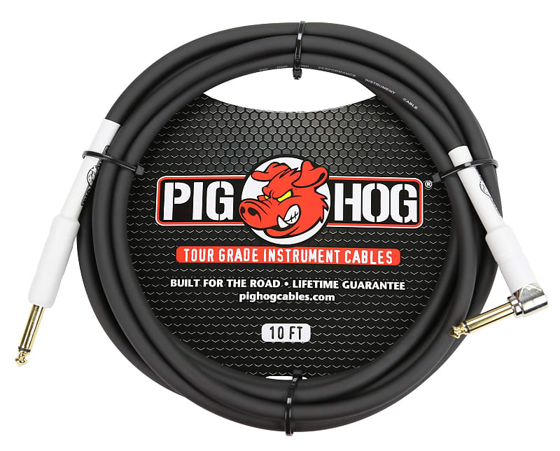 Pig Hog 10' 8mm Straight / Angle Instrument Cable Black PH10R image 1