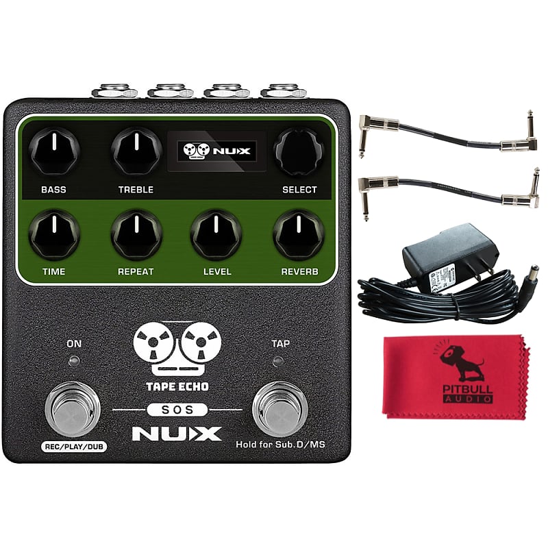 NuX Effects NDD-7 Tape Echo Guitar Effects Pedal w/ Power Supply, Cables &  Cloth