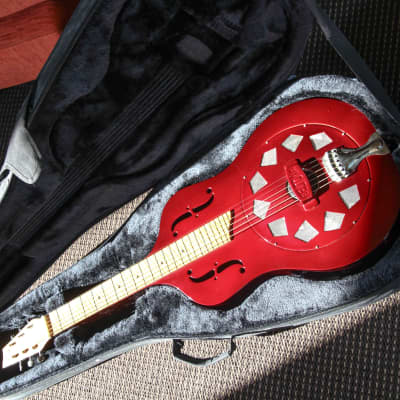 Beltona Pasifika Square Neck Single Cone Resonator Guitar 2009 Red image 2