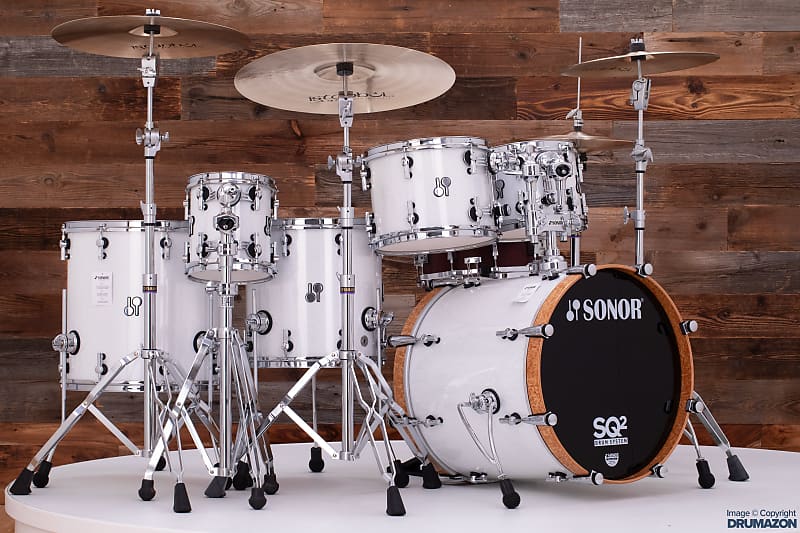 SONOR SQ2 6 PIECE DRUM KIT, MEDIUM BIRCH, WHITE SPARKLE | Reverb