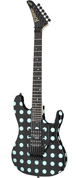 Kramer Nightswan Electric Guitar in Ebony with Blue Dots image 1