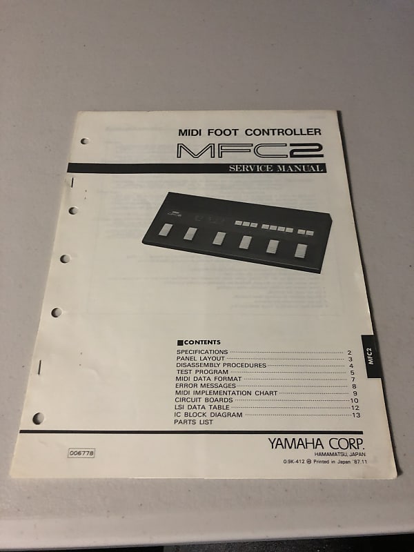 Yamaha MFC2 Midi Foot Controller Service Manual 1987 | Reverb Canada