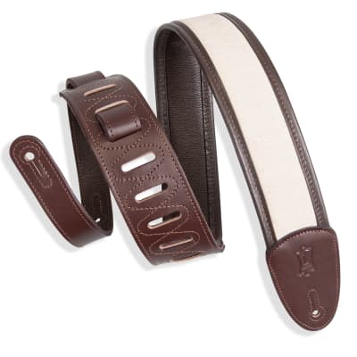 Levy's MHG2-DBR Lux Padded Hemp Strap, 2.5" Wide, Traditional Dark Brown, Natural, Adjustable to 51" image 1