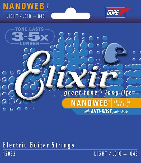 Elixir 12052 Nanoweb Nickel Plated Steel Electric Guitar Strings - Light (10-46) image 1