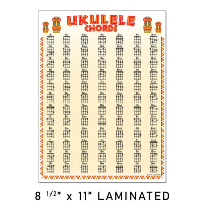 Ukulele 84 Chord Chart Poster Soprano Concert Tenor Beginner | Reverb