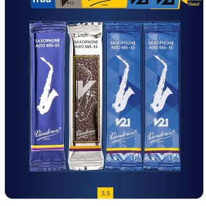 Vandoren SAXMIXA35 Alto Saxophone Mix Card Reed Variety Pack - Strength 3.5