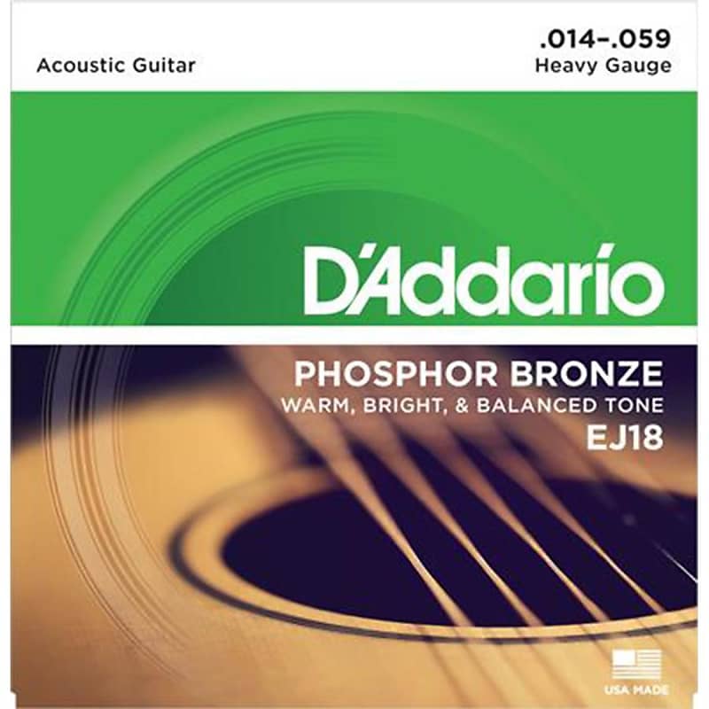 D'Addario EJ18  Phosphor Bronze Acoustic Strings - Heavy Gauge 14-59 image 1