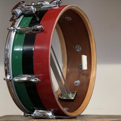 1960's Premier 2001 5.5x14 Mahogany Snare Drum Original Red Black Green Duroplastic 2000 image 4