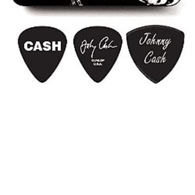 Dunlop Johnny Cash Collectible Guitar Picks in Tin 6 picks Silver Legend Heavy image 1