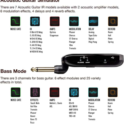 NUX Mighty Plug MP-2 Guitar and Bass Modeling Headphone Amplug with Bluetooth,13 Amplifier Models,20 IR,19 Variety of Effects image 4