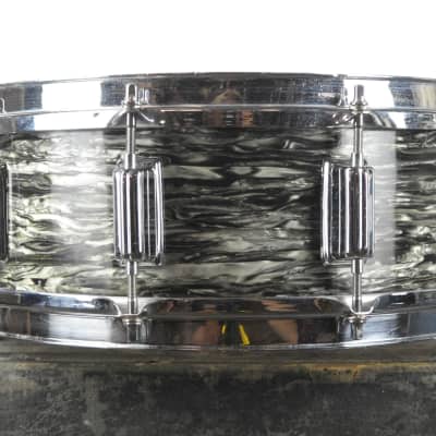 1970s Rogers 5x14 Black Strata Pearl Dynasonic Snare Drum image 3