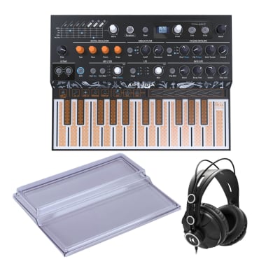 Arturia MicroFreak Hybrid Synthesizer with Decksaver Cover and Closed-Back Studio Headphones