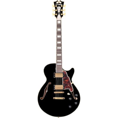D'Angelico Excel Series SS Semi-Hollow Electric Guitar With Stopbar Tailpiece Black image 3