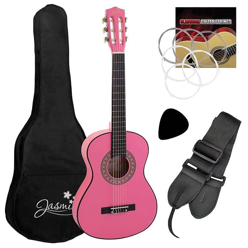 Jasmin CLG5 Classical Guitar Starter Pack, 1/4 Size, Pink image 1
