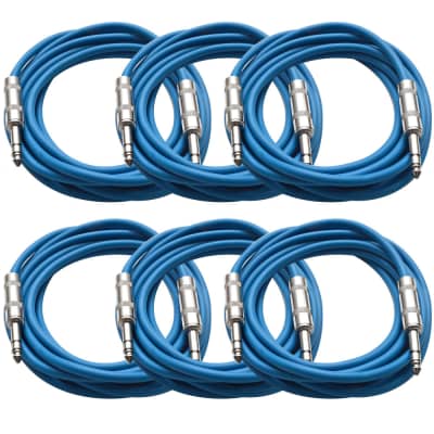 SEISMIC AUDIO New 6 PACK Blue 1/4" TRS 10' Patch Cables image 1