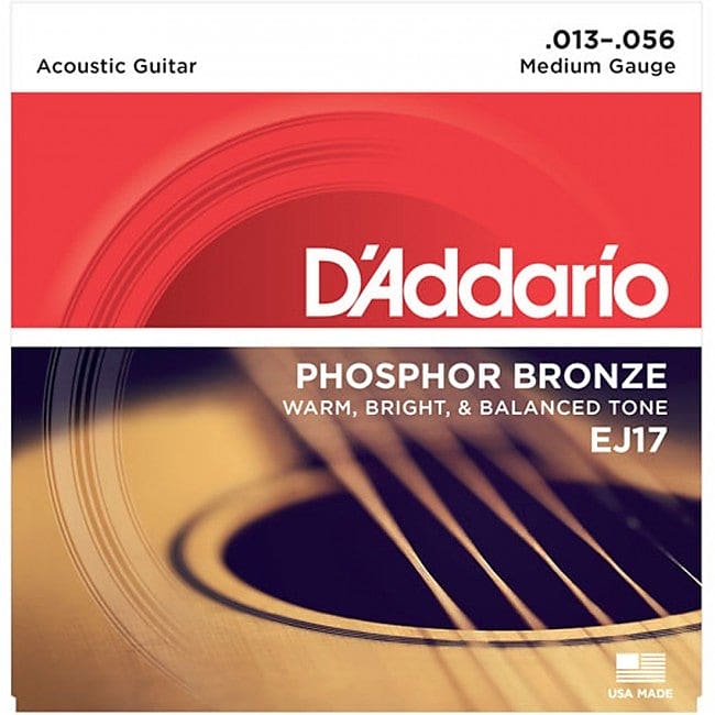 D'Addario EJ17 Acoustic Guitar Strings Phosphor Bronze 13-56 Medium image 1