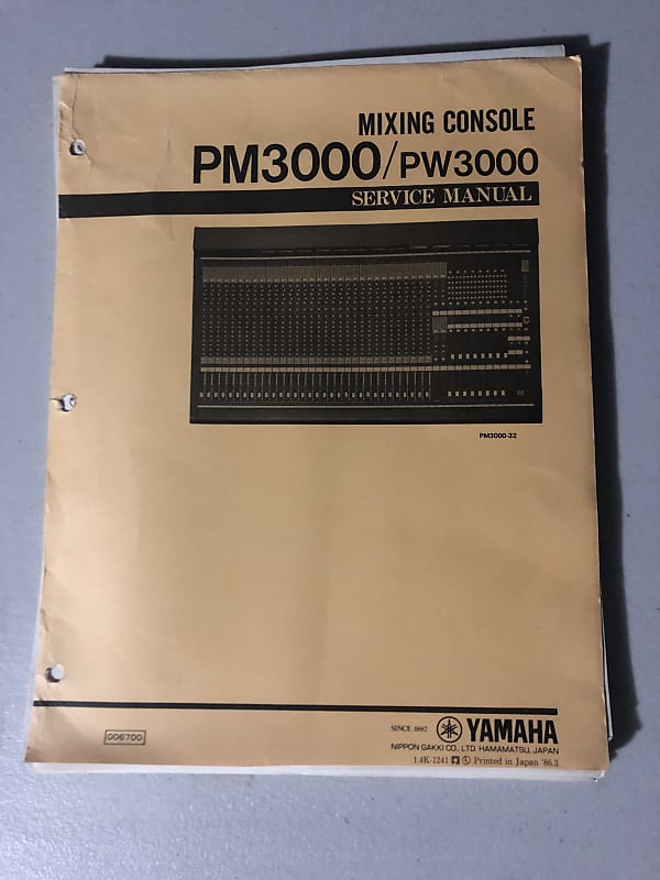 Yamaha PM3000/PW3000 Mixing Console Service Manual 1986 Reverb