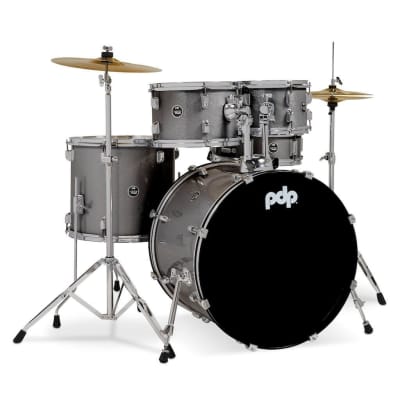 PDP Center Stage 5pc Complete Drum Set w/Hardware & Cymbals Silver Sparkle