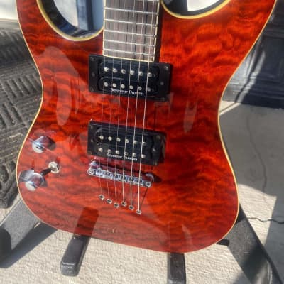 2008 Washburn X-Pro 50 Q Left-Handed Red Quilt Top with Softshell Case for sale