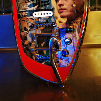 Phantom Phantom Brian Jones Memorabilia Guitar.  Art.  VOX style. ONLY ONE. Collectible.  2005 Collage image 5