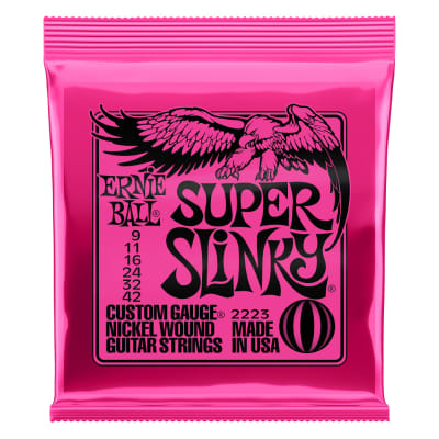 Ernie Ball #2223 Super Slinky Electric Guitar Strings Custom Gauge .009-.042