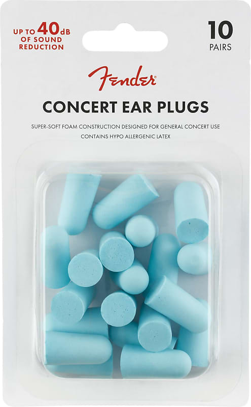 Fender Concert Foam Ear Plugs 10 Pairs Daphne Blue image 1