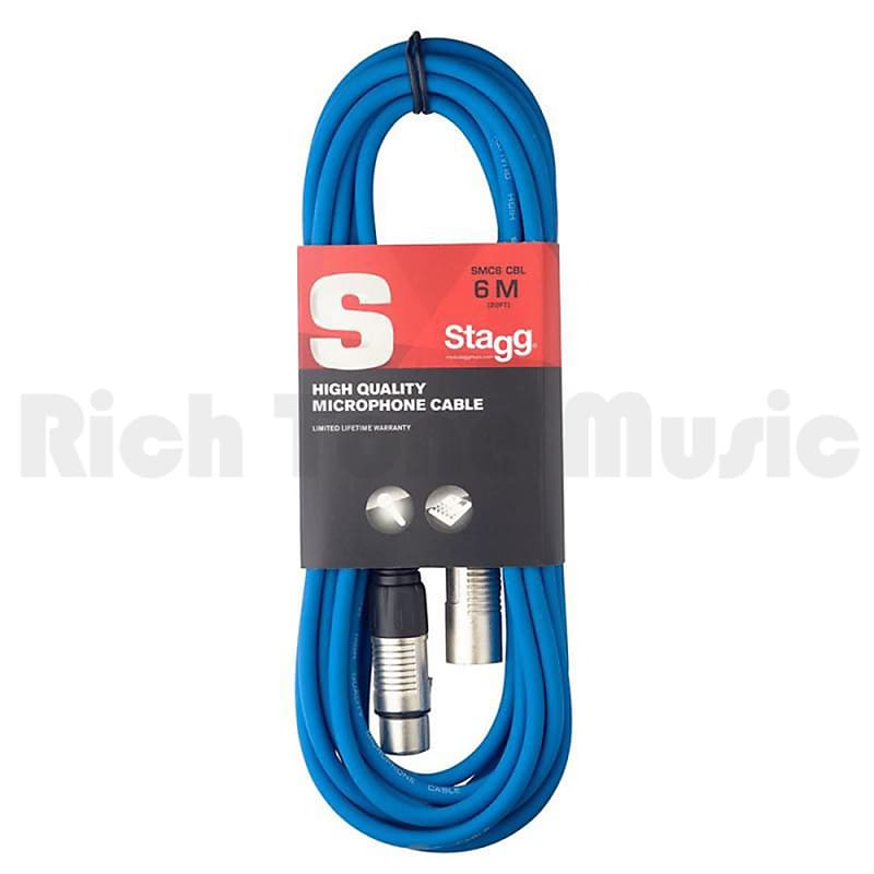 Stagg 6m XLR to XLR Microphone Cable - Blue image 1