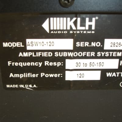 KLH ASW10-120 Powered Subwoofer Speaker image 12