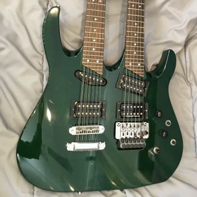 1994 Hamer USA Californian Double Neck 6/12 guitar Trans. Green w/ OHSC for sale