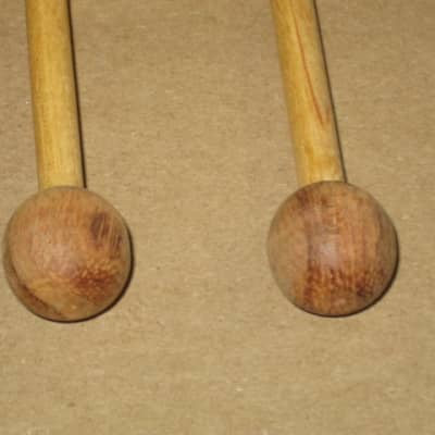 one pair new old stock (but ONE head has visible impressions) Mike Balter MB8B (8B) Hard Keyboard Mallets, 7/8" rosewood round HEADS and natural birch HANDLES - mid to late 1990s (+ packaging) Unwound Series image 7