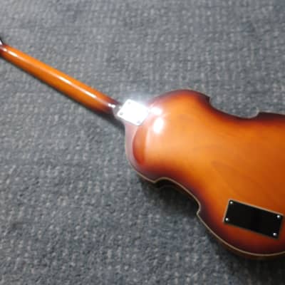 Vintage 1960s Teisco Rhythm Line Viola Violin Scroll Headstock Beatles Bass Guitar Rare Sunburst Clean Case Low Easy To Play Action Short Scale 30' image 9